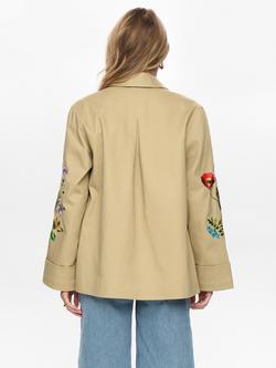 Numph Vivalli Embroidered Floral Jacket, Brown/Multi - view 2, Brown/Multi