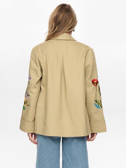 Numph Vivalli Embroidered Floral Jacket, Brown/Multi - view 2, Brown/Multi