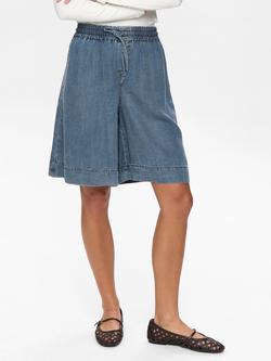 Numph Elida Wide Leg Denim Shorts, Slate Blue, Slate Blue