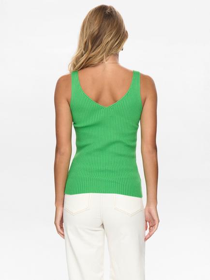 Numph Cerys Ribbed Crop Top containing LENZING™ ECOVERO™ Viscose, Classic Green - view 2, Classic Green