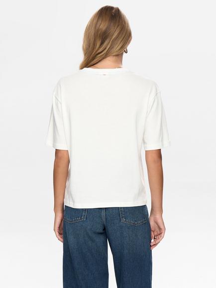 Numph Belisa Floral T-Shirt, Cloud Dancer - view 2, Cloud Dancer