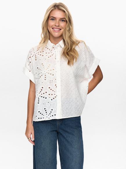 Numph Palma Broderie Anglaise Shirt, White, White
