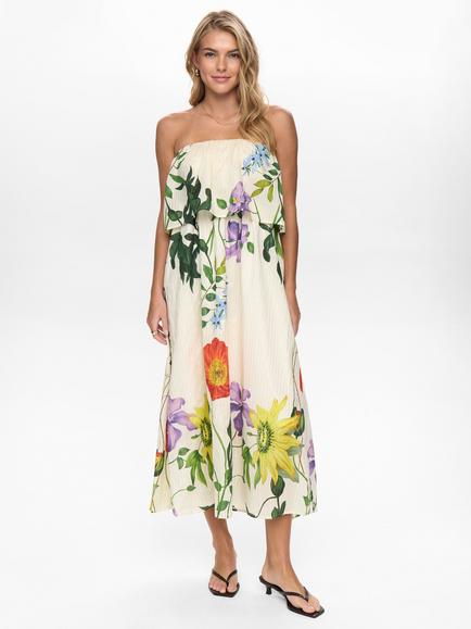 Numph Belisa Floral Maxi Dress, White/Multi, White/Multi