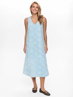 Numph Delilah Broderie Anglaise Dress, Blue/White, Blue/White