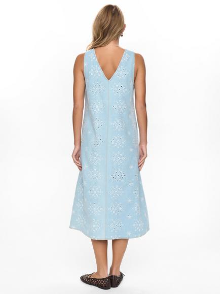 Numph Delilah Broderie Anglaise Dress, Blue/White - view 2, Blue/White