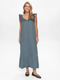 Numph Elida Ruffle Midi Dress, Slate Blue, Slate Blue