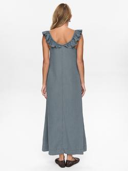 Numph Elida Ruffle Midi Dress, Slate Blue - view 2, Slate Blue