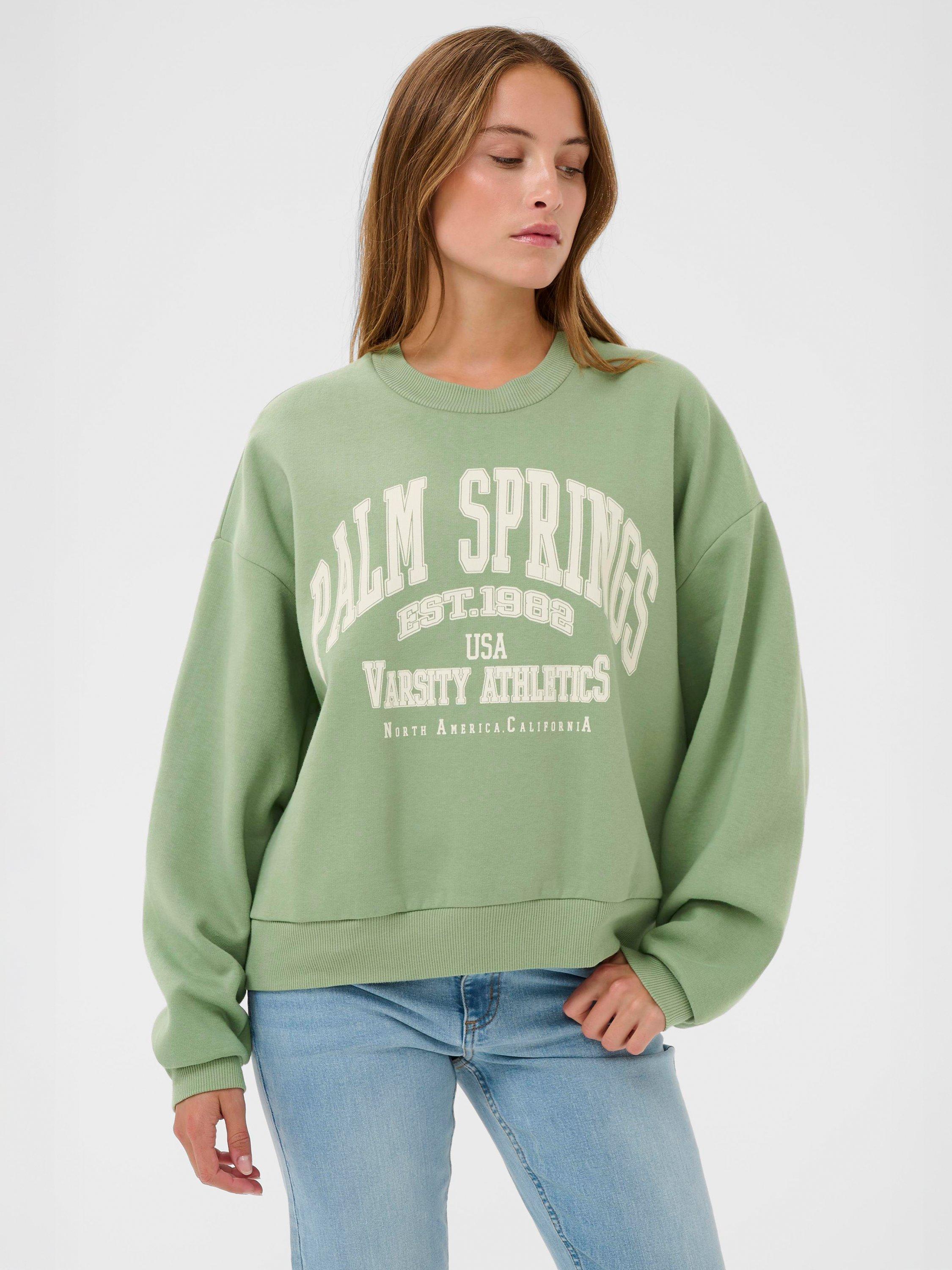 Product image 1 of 6, which shows KAFFE Sussi Palm Springs Sweatshirt, Green, XS