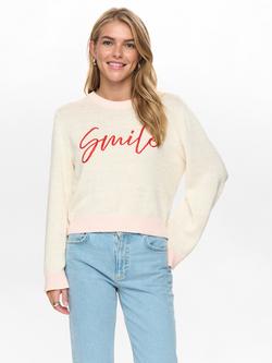 Numph Happy Smile Jumper, Cream/Red, Cream/Red