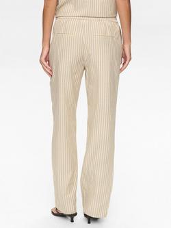 Numph Zally Stripe Trousers, Beige/White - view 2, Beige/White