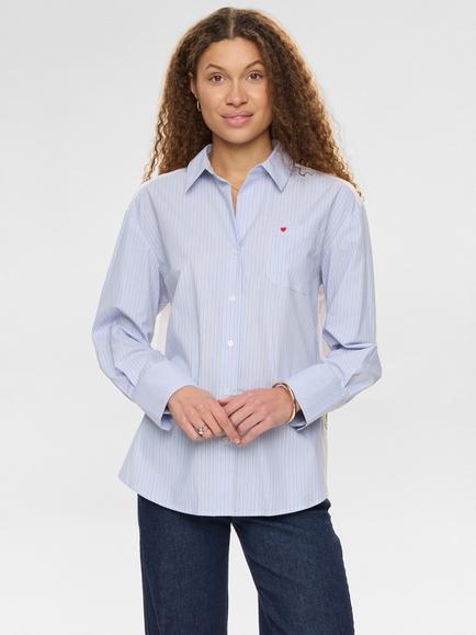 Numph Sammie Floral Back Stripe Shirt, Blue, Blue
