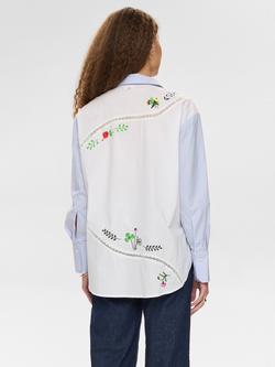 Numph Sammie Floral Back Stripe Shirt, Blue - view 2, Blue