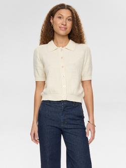 Numph Zola Short Sleeve Cardigan, Cream, Cream
