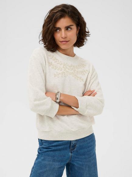 KAFFE Daniela Embellished Sweatshirt, Light Grey, Light Grey