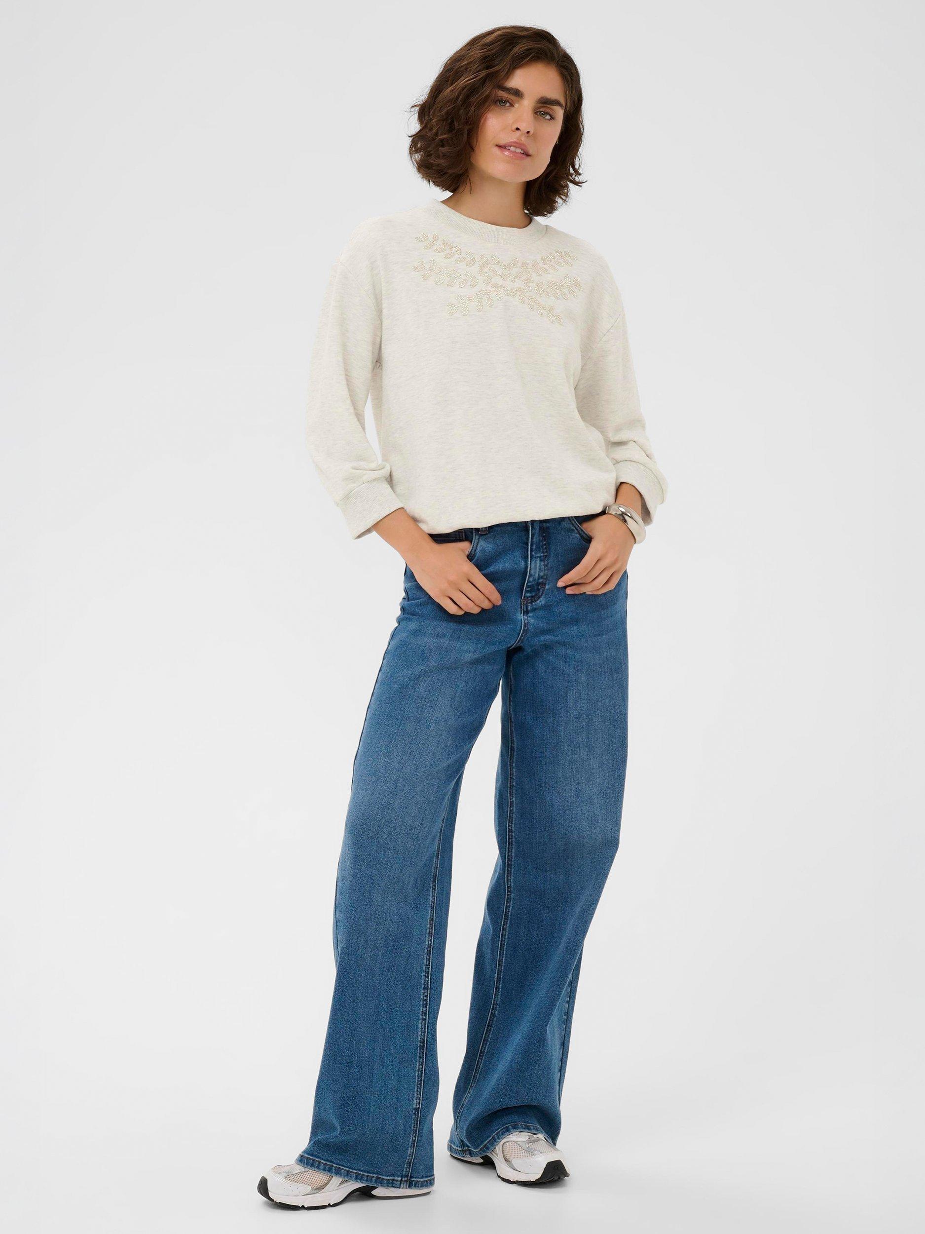 Product image 3 of 6, which shows KAFFE Daniela Embellished Sweatshirt, Light Grey, XS