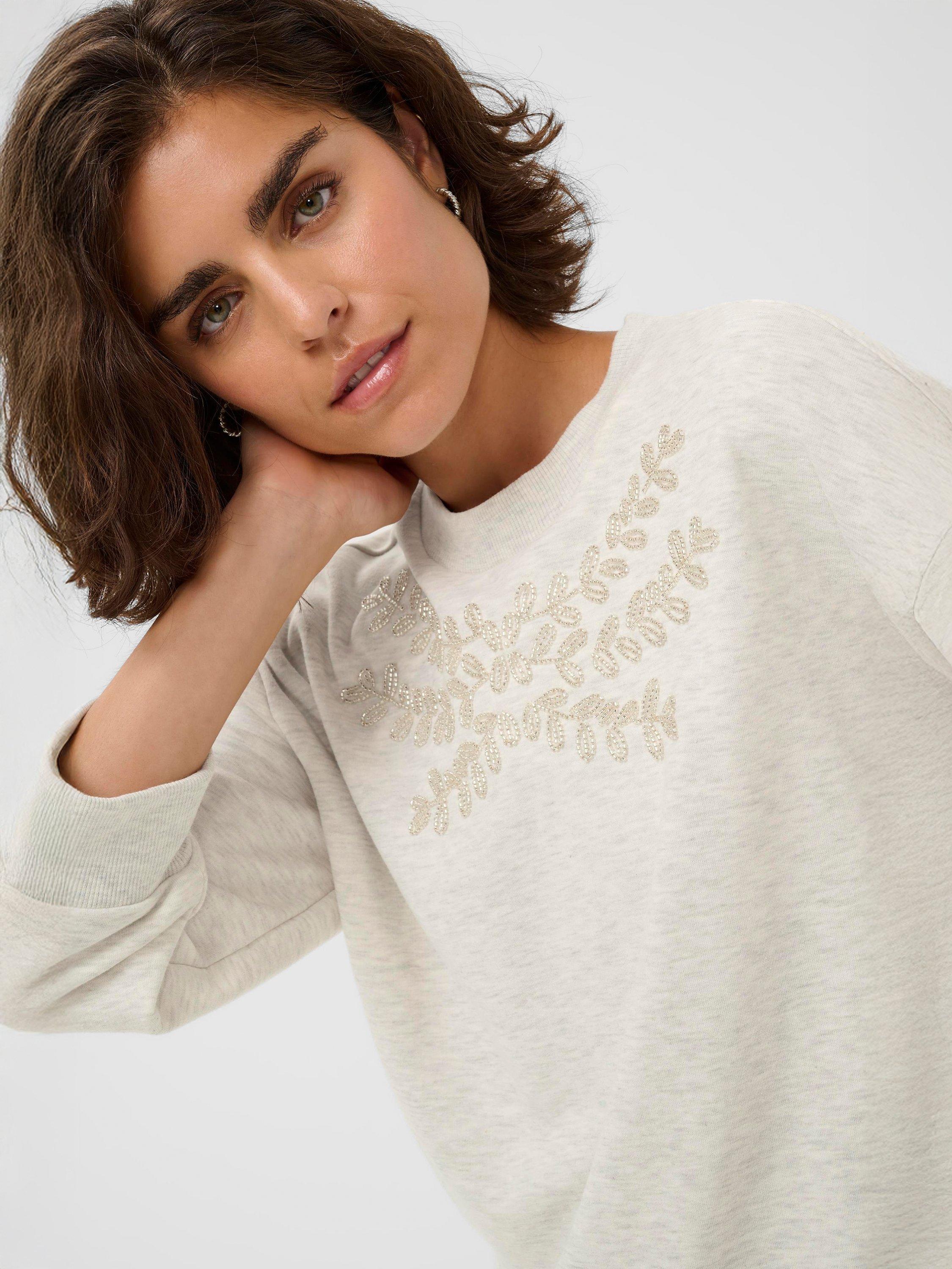 Product image 4 of 6, which shows KAFFE Daniela Embellished Sweatshirt, Light Grey, XS