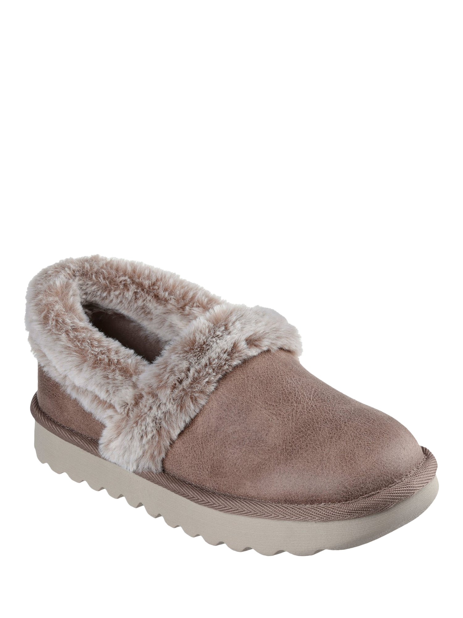 Product image 2 of 4, which shows Skechers Cozy Up Slippers, Taupe, 3
