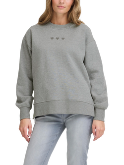 ICHI Olinne Hearts Sweatshirt, Grey Melange, Grey Melange