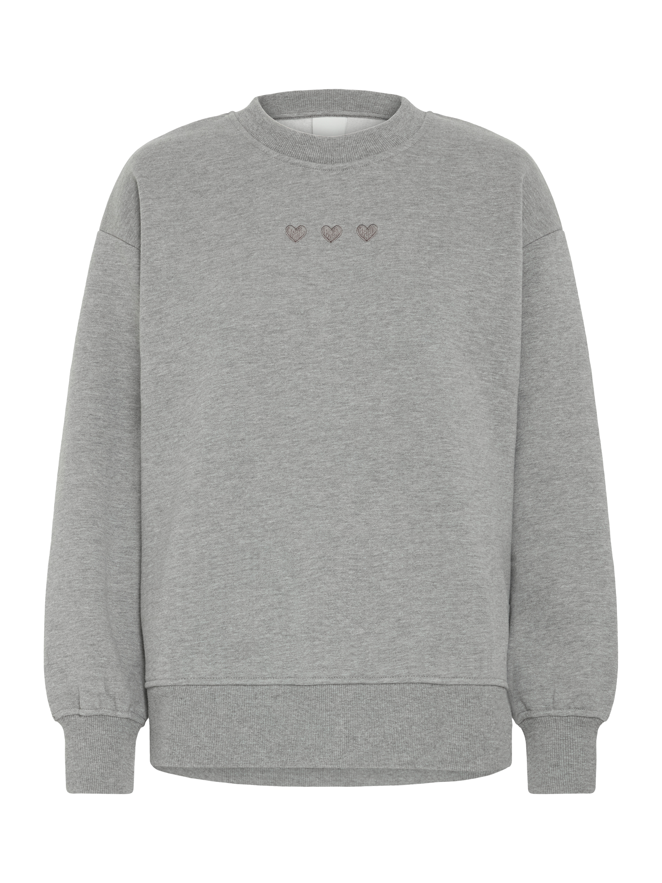 Product image 5 of 7, which shows ICHI Olinne Hearts Sweatshirt, Grey Melange, XS