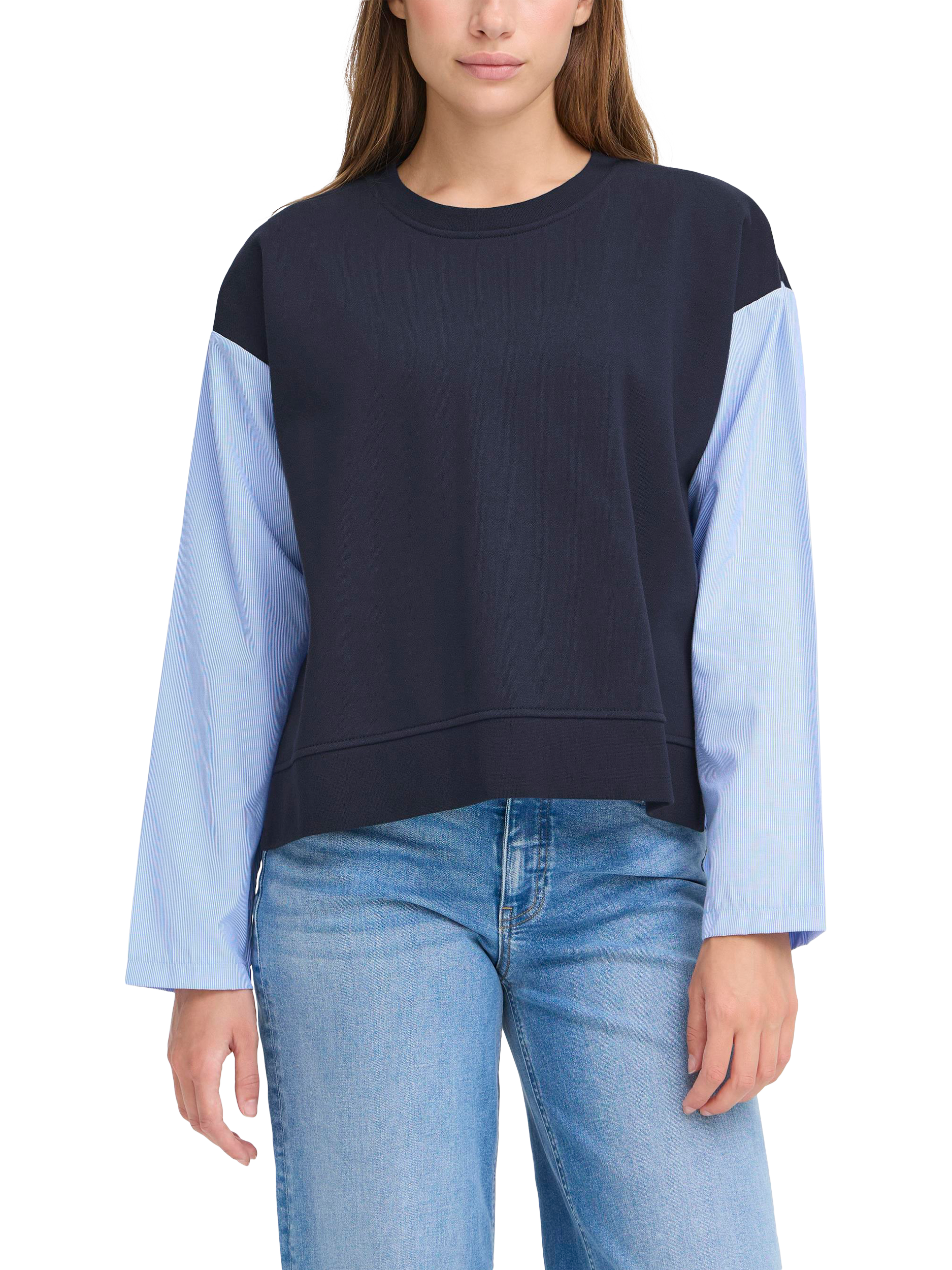 Product image 1 of 7, which shows ICHI Palona Colour Block Sweatshirt, Total Eclipse, XS