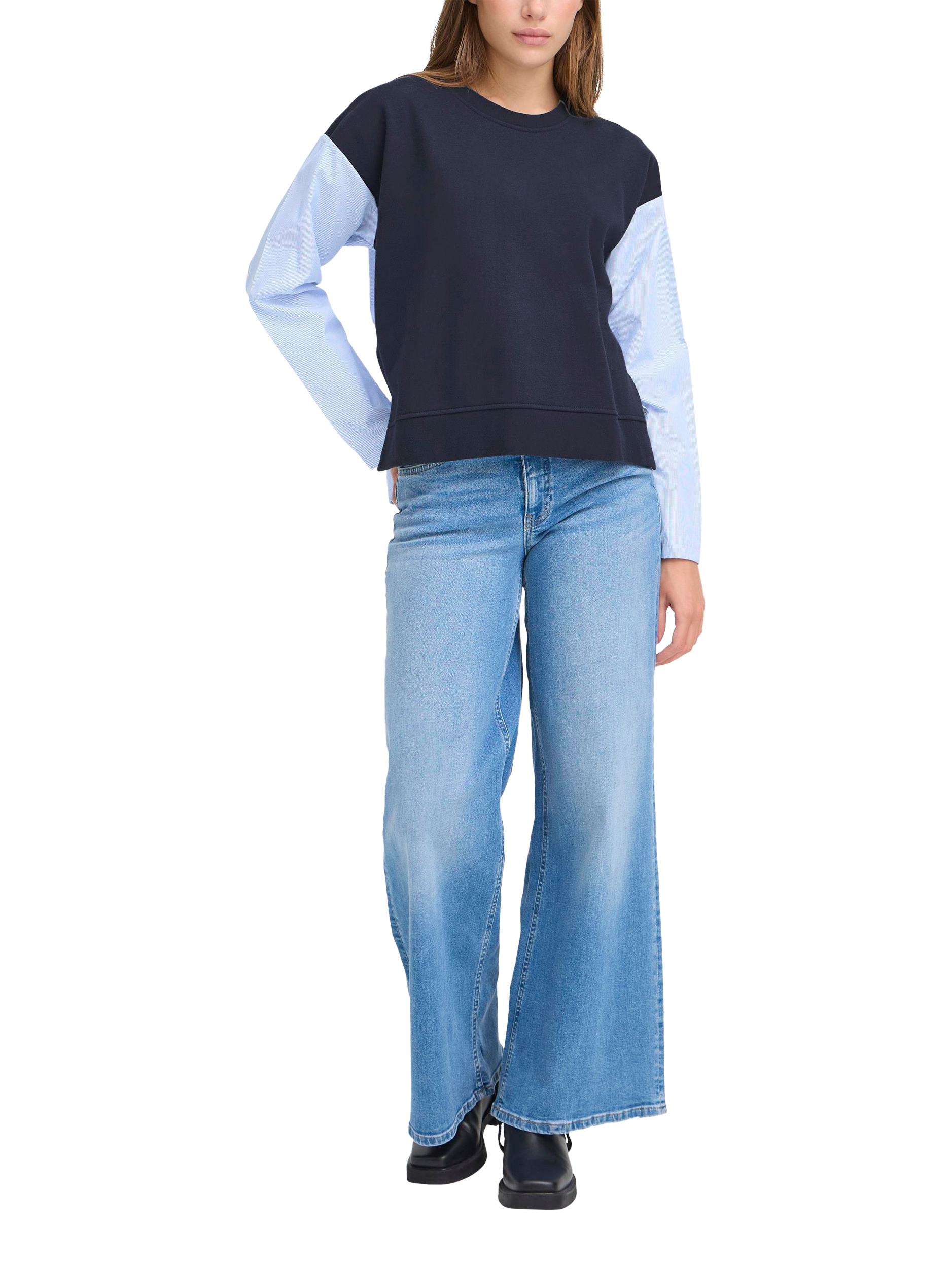 Product image 3 of 7, which shows ICHI Palona Colour Block Sweatshirt, Total Eclipse, XS