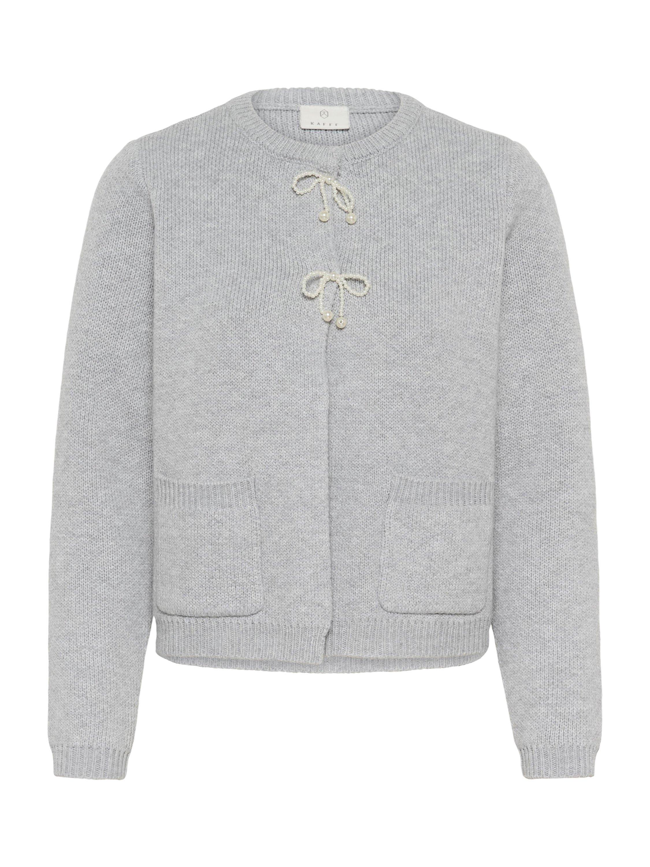 Product image 5 of 6, which shows KAFFE Bowie Bow Detail Cardigan, Grey, M