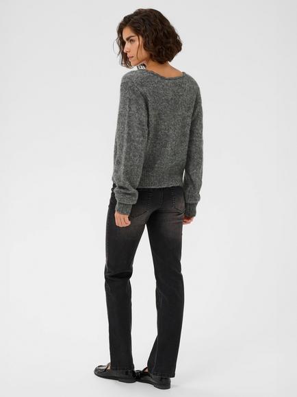 KAFFE Melania V-Neck Cardigan, Dark Grey - view 2, Dark Grey