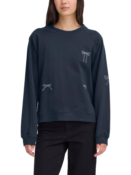 ICHI Marrot Bows Sweatshirt, Total Eclipse, Total Eclipse