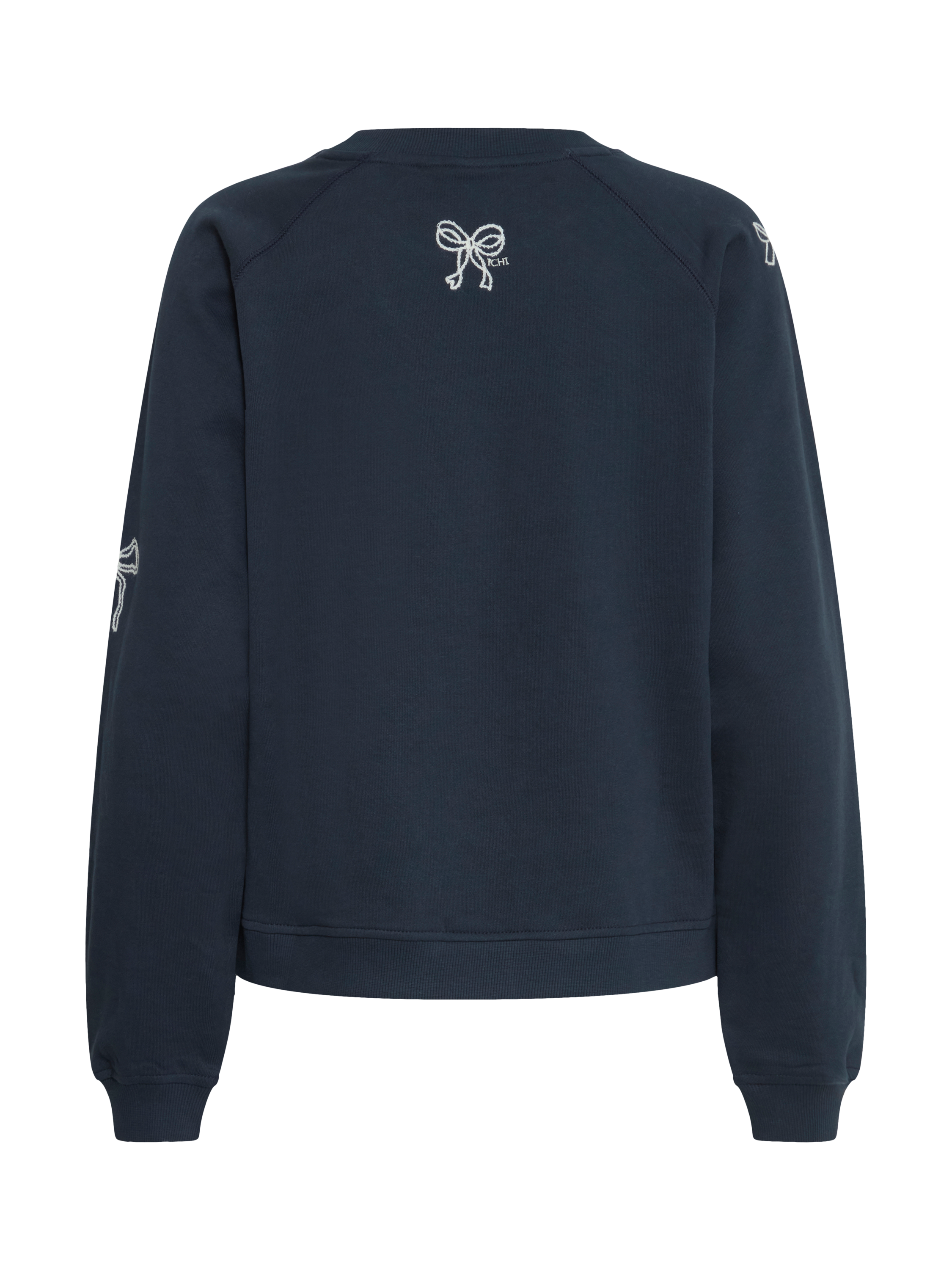 Product image 6 of 7, which shows ICHI Marrot Bows Sweatshirt, Total Eclipse, XS