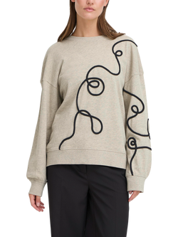 ICHI Kasura Swirl Jumper, Oatmeal/Black