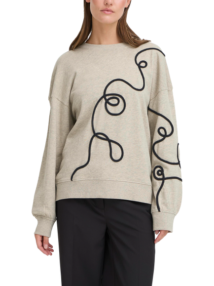 ICHI Kasura Swirl Jumper, Oatmeal/Black