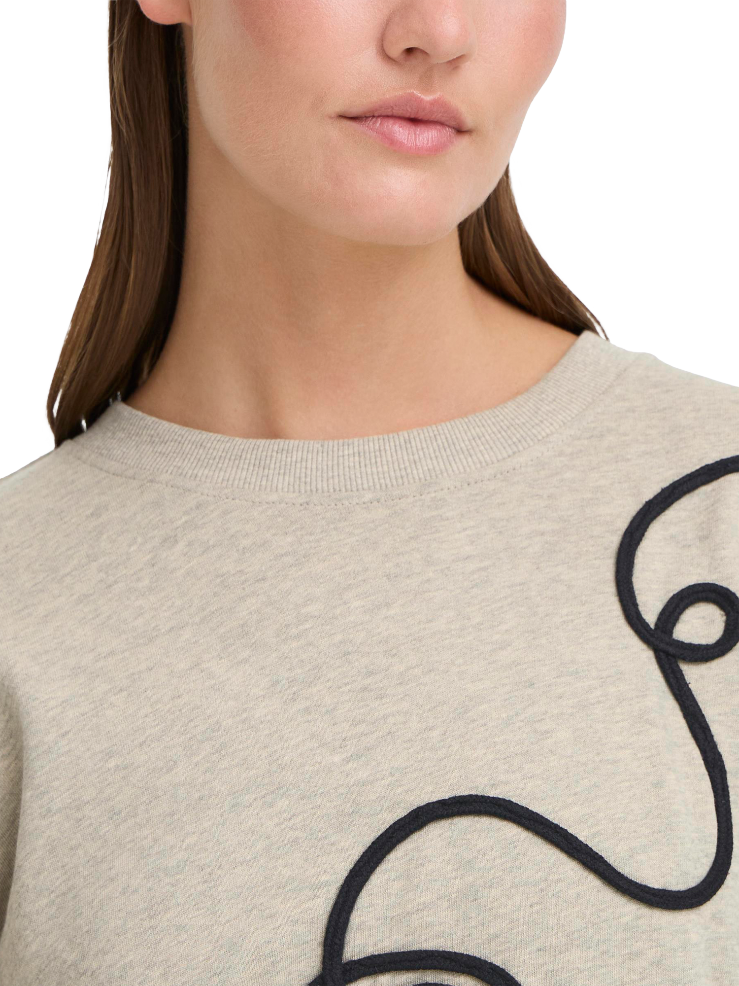 Product image 4 of 7, which shows ICHI Kasura Swirl Jumper, Oatmeal/Black, XS