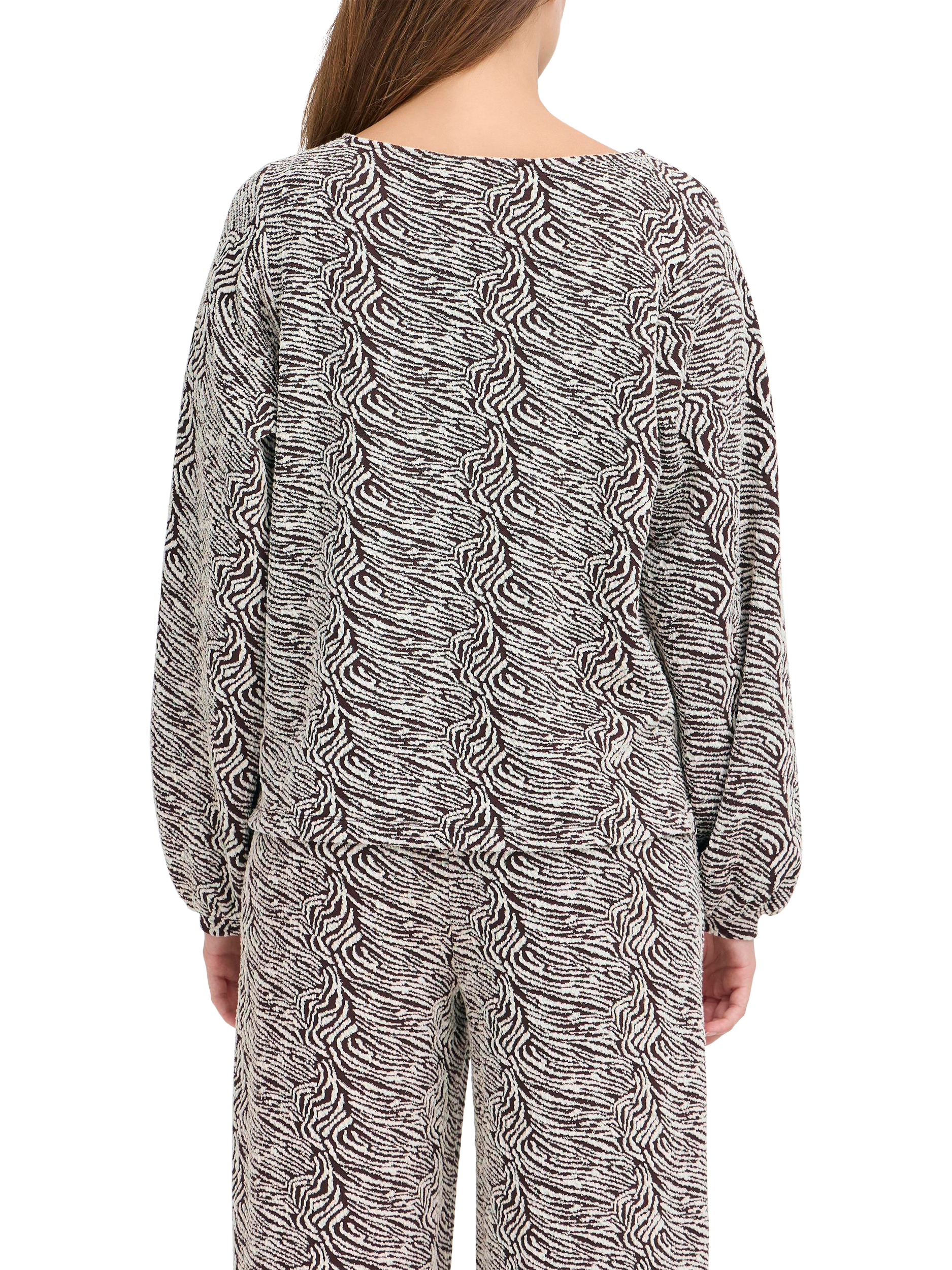 Product image 2 of 7, which shows ICHI Oelly Abstract Jumper, Coffee Bean/Birch, XS