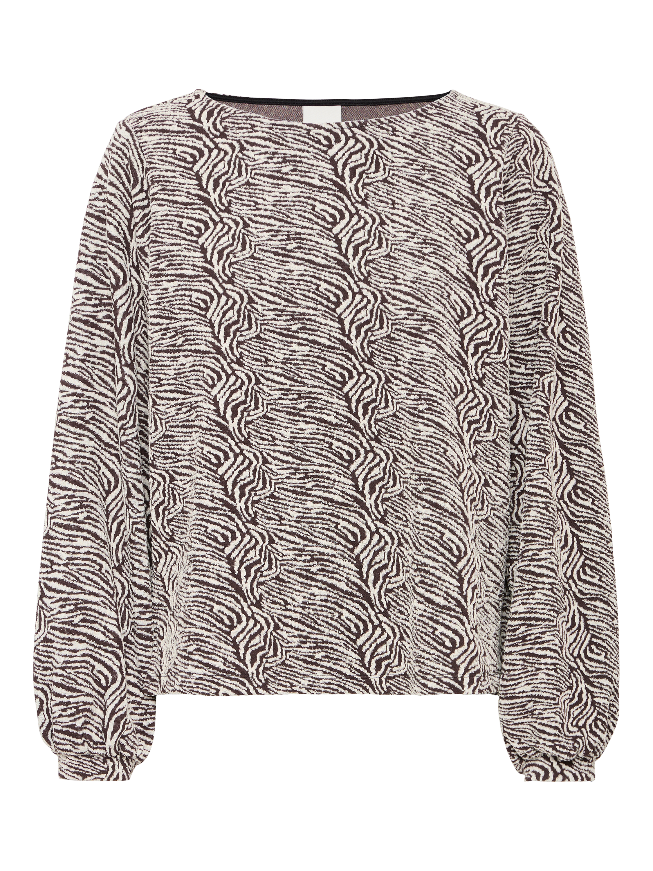 Product image 5 of 7, which shows ICHI Oelly Abstract Jumper, Coffee Bean/Birch, XS