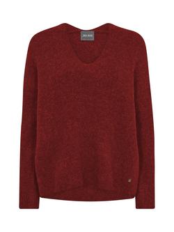 MOS MOSH Thora V-Neck Wool Rich Jumper, Rhythmic Red, Rhythmic Red
