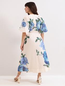 Phase Eight Adeline Floral Midi Dress, Cream - view 2, Cream
