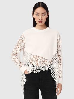 AllSaints Malorie Open Stitch Jumper, White, White