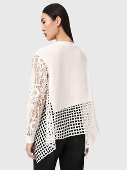 AllSaints Malorie Open Stitch Jumper, White - view 2, White