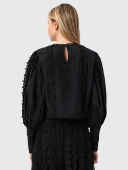AllSaints Hart Lace Embroidered Top, Black - view 2, Black