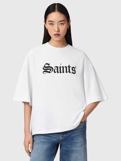 AllSaints Saint Amelie Oversized Cotton T-Shirt, White, White