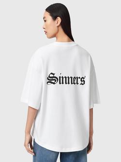 AllSaints Saint Amelie Oversized Cotton T-Shirt, White - view 2, White