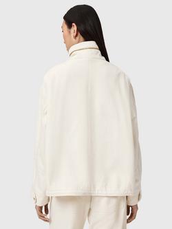 AllSaints Clay Funnel Neck Denim Jacket, White - view 2, White