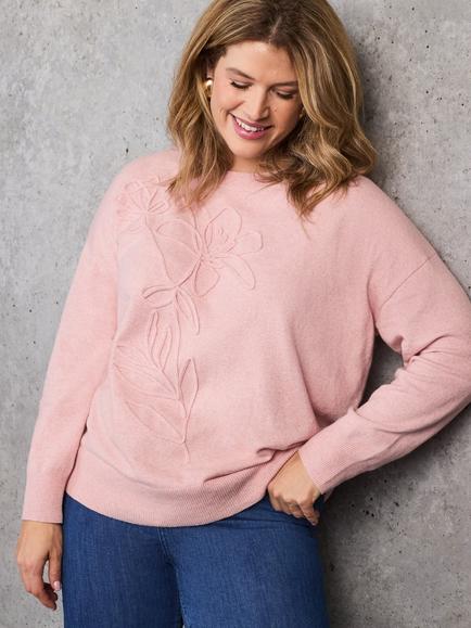 Live Unlimited Floral Placement Jumper, Pink, Pink