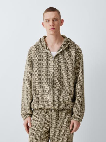 John Lewis x LABRUM Heavyweight Jacquard Hoodie, Khaki, Khaki