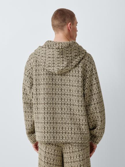 John Lewis x LABRUM Heavyweight Jacquard Hoodie, Khaki - view 2, Khaki