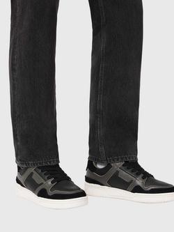 AllSaints Regan Plus Low Top Leather Trainers - view 2, Black/Sage Green