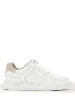 AllSaints Regan Plus Low Top Leather Trainers, Chalk White/White, Chalk White/White