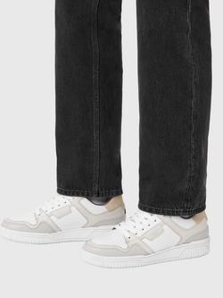 AllSaints Regan Plus Low Top Leather Trainers, Chalk White/White - view 2, Chalk White/White