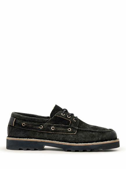 AllSaints Skiff Suede Boat Shoes, Grey Charcoal, Grey Charcoal