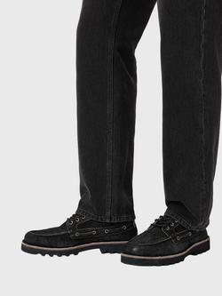 AllSaints Skiff Suede Boat Shoes, Grey Charcoal - view 2, Grey Charcoal